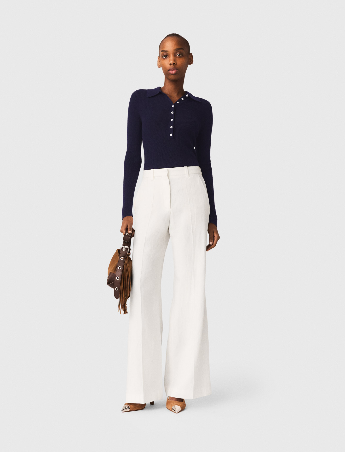 Maje Woman's lyocell Suit trousers for Spring/Summer, in color White / White