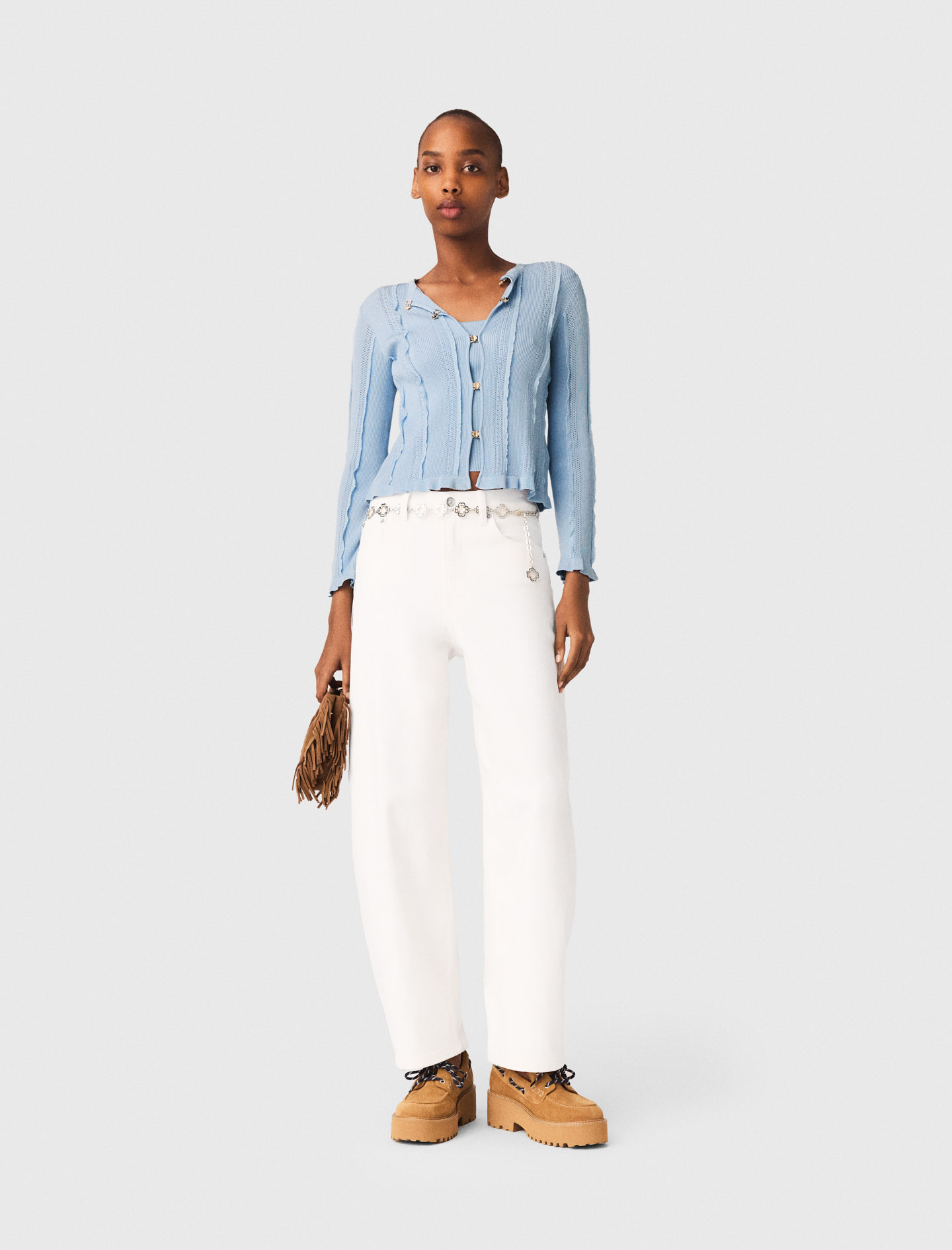 Maje Woman's viscose 2-in-1 cardigan for Spring/Summer, in color Blue Sky / Blue